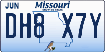 MO license plate DH8X7Y