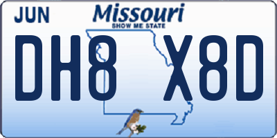 MO license plate DH8X8D