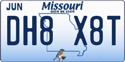 MO license plate DH8X8T