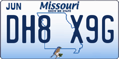 MO license plate DH8X9G