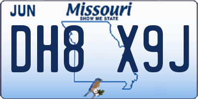 MO license plate DH8X9J