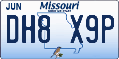 MO license plate DH8X9P
