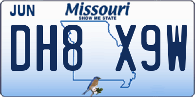 MO license plate DH8X9W