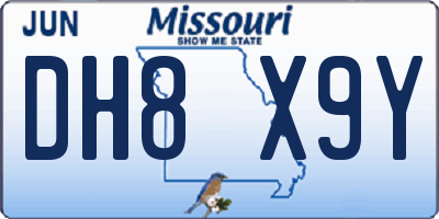 MO license plate DH8X9Y