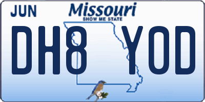 MO license plate DH8Y0D
