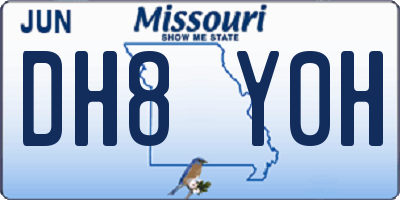 MO license plate DH8Y0H