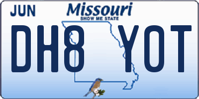 MO license plate DH8Y0T