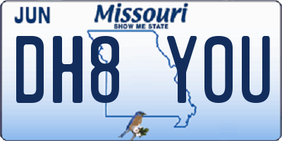 MO license plate DH8Y0U