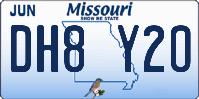 MO license plate DH8Y2O