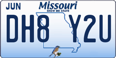 MO license plate DH8Y2U