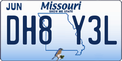 MO license plate DH8Y3L