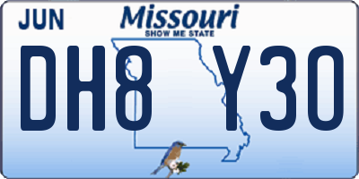 MO license plate DH8Y3O