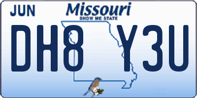 MO license plate DH8Y3U
