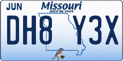 MO license plate DH8Y3X