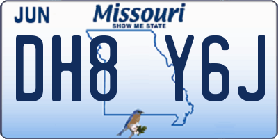 MO license plate DH8Y6J