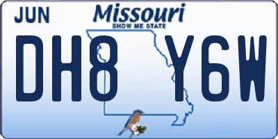 MO license plate DH8Y6W