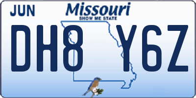 MO license plate DH8Y6Z