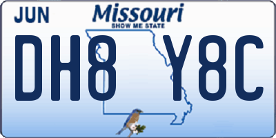 MO license plate DH8Y8C
