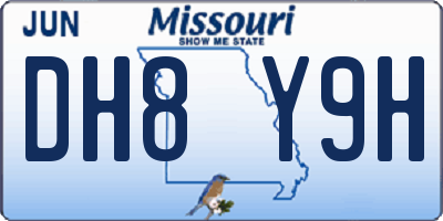 MO license plate DH8Y9H
