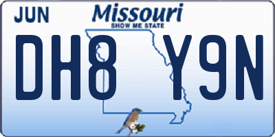 MO license plate DH8Y9N