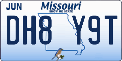 MO license plate DH8Y9T