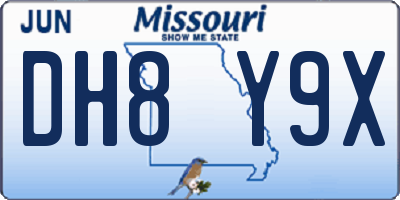 MO license plate DH8Y9X