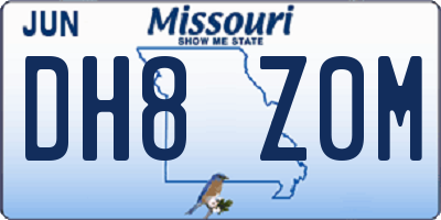 MO license plate DH8Z0M