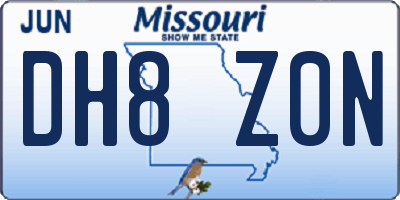 MO license plate DH8Z0N