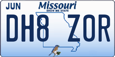MO license plate DH8Z0R