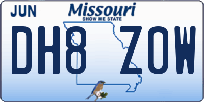 MO license plate DH8Z0W