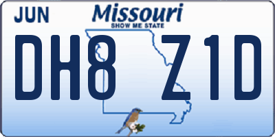 MO license plate DH8Z1D