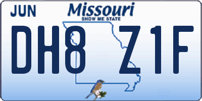 MO license plate DH8Z1F