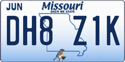 MO license plate DH8Z1K