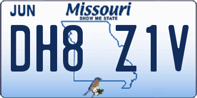MO license plate DH8Z1V