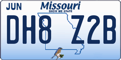 MO license plate DH8Z2B