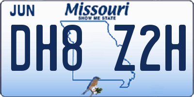 MO license plate DH8Z2H