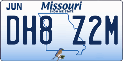 MO license plate DH8Z2M