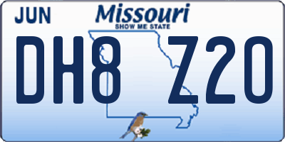 MO license plate DH8Z2O
