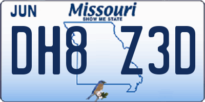 MO license plate DH8Z3D