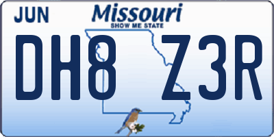 MO license plate DH8Z3R