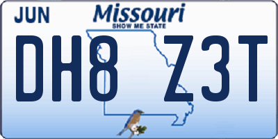 MO license plate DH8Z3T