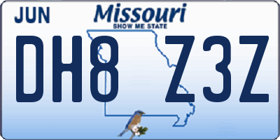 MO license plate DH8Z3Z