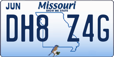 MO license plate DH8Z4G