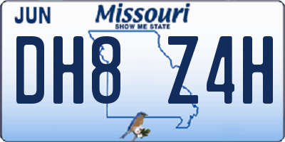 MO license plate DH8Z4H