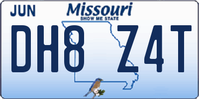 MO license plate DH8Z4T