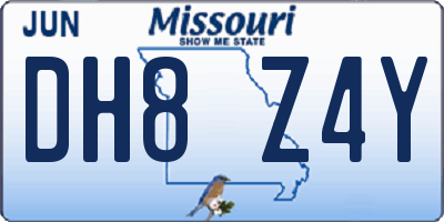 MO license plate DH8Z4Y