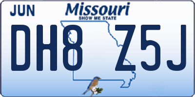 MO license plate DH8Z5J