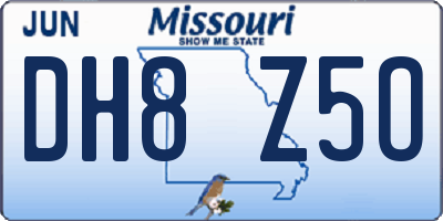 MO license plate DH8Z5O