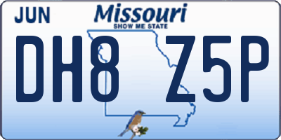 MO license plate DH8Z5P