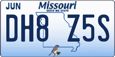 MO license plate DH8Z5S